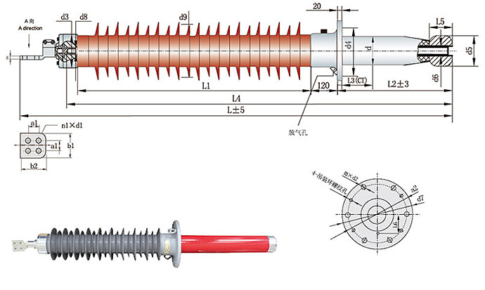 72.5kV Dry R.I.F./R.I.P. Transformer Bushing(Draw Lead Type)